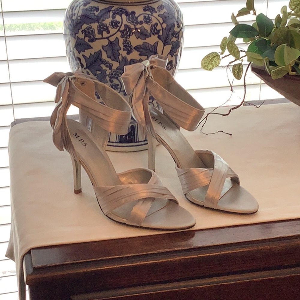 Silver dress shoes.